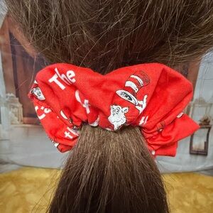 Dr. Seuss Red Cat in the Hat Fabric Hair Scrunchie